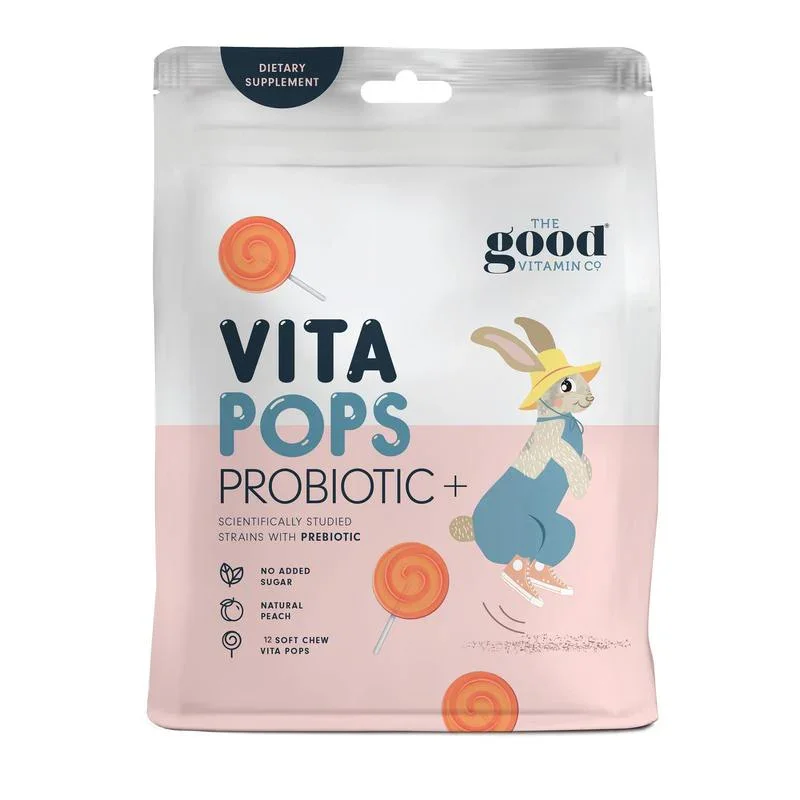 【买三送红印儿童牙膏】【因自然因素融化不理赔】The Good Vitamin CO 儿童益生菌棒棒糖 12只装 桃子味 保质期2027.12